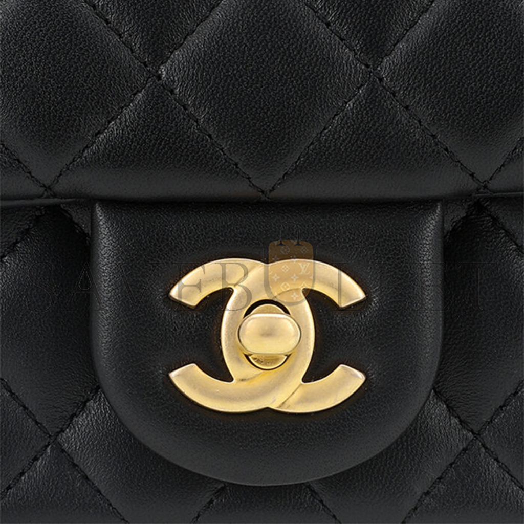 CHANEL MASTER SHEEPSKIN CHAIN BAG SHOULDER BAG CROSSBODY BAG MINI WOMEN'S BLACK (20*13*7cm) 